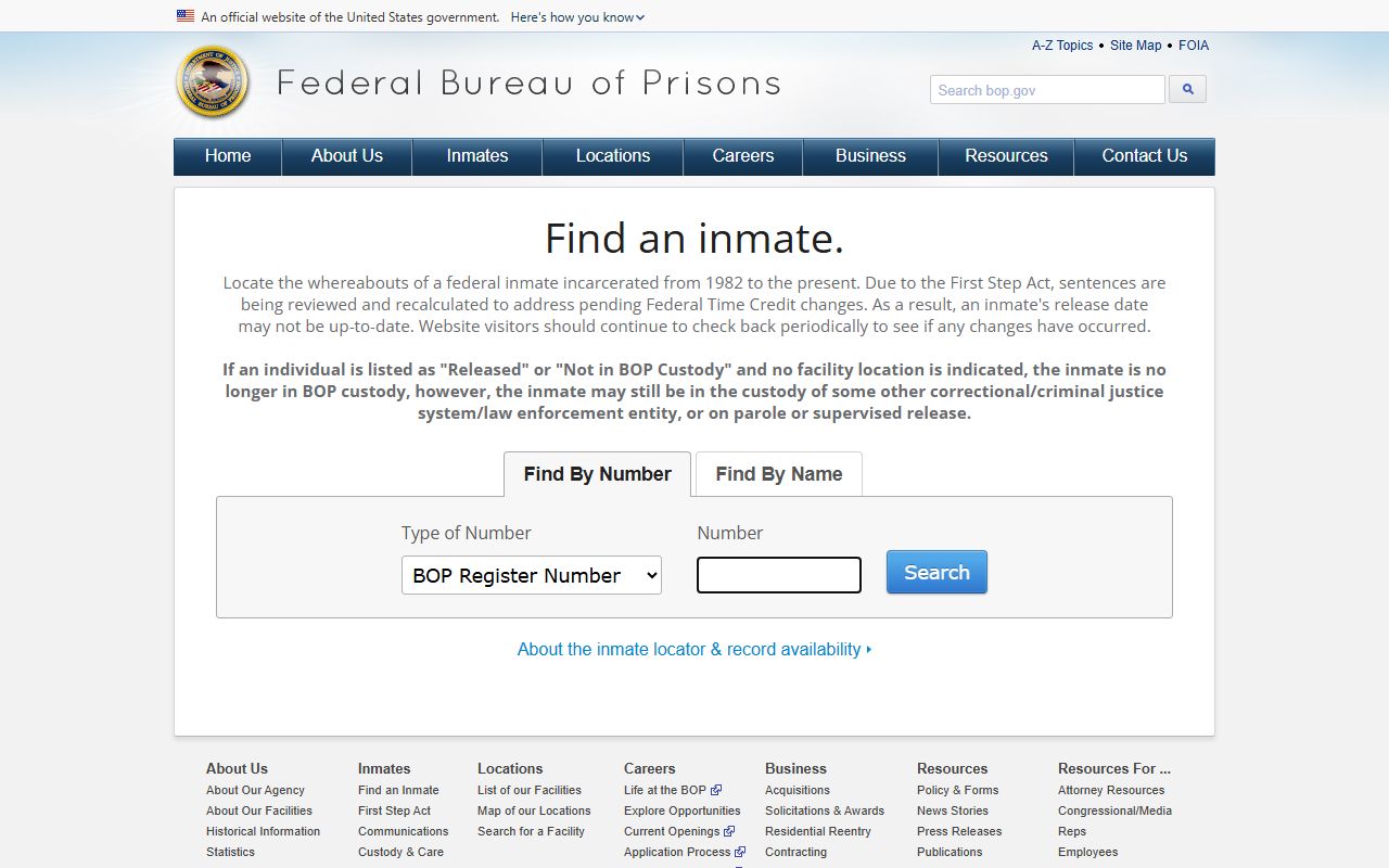 Covington County inmate population federal BOP inmate locator landing page