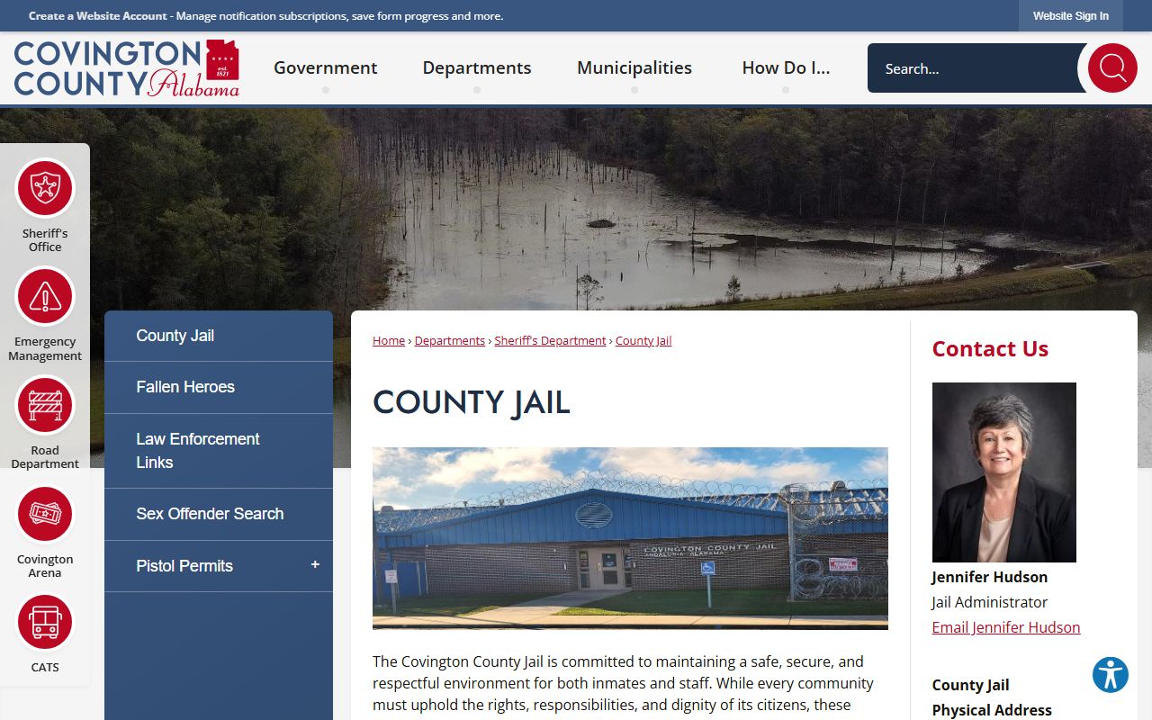 Covington County Jail official page for inmate custody services